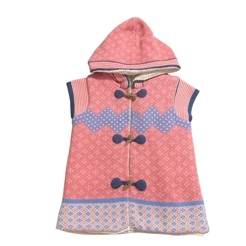 Matilda Jane Make Believe WARM HUGS Sz 10 Hood Vest Sherpa Lining Toggle Buttons